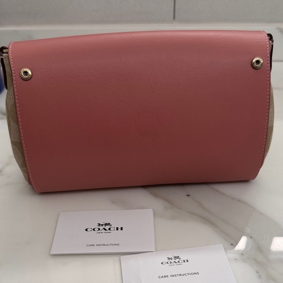Coach Beige and White Leather Clutch